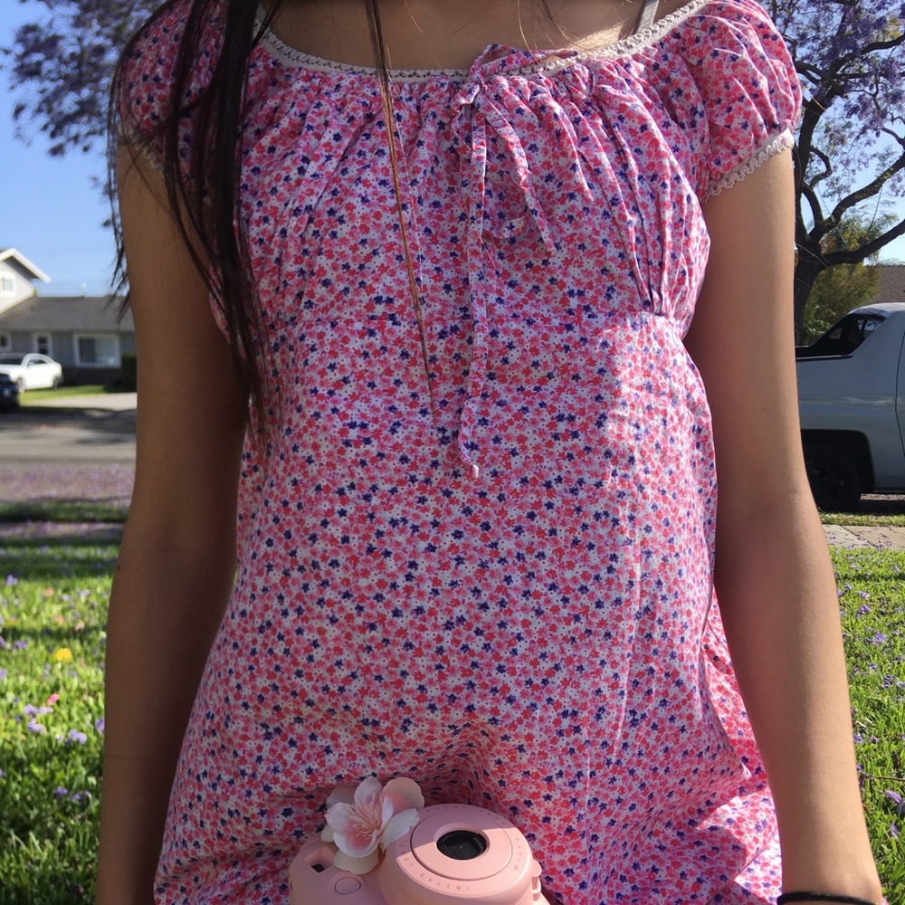 Pink floral babydoll dress